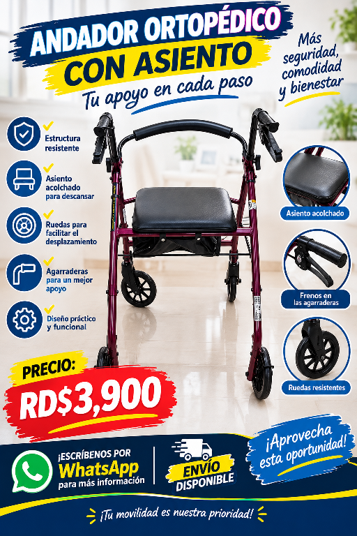 ???? OFERTA ESPECIAL! ANDADOR ORTOPÉDICO CON ASIENTO – RD3900 ???? Foto 7323924-1.jpg