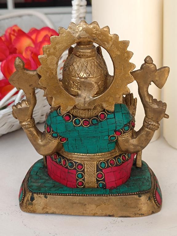 Estatua de Ganesha con piedras preciosas de colores en acabado antiguo Foto 7324017-2.jpg