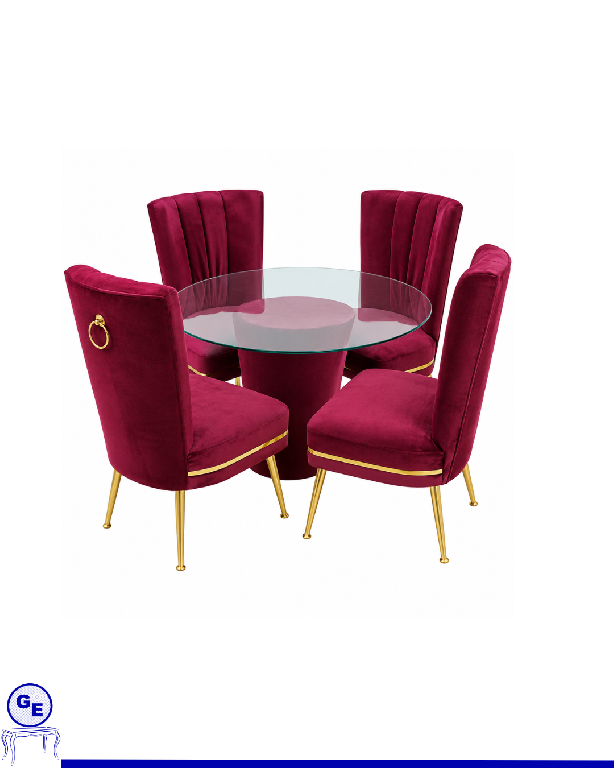 Comedor de cuatro sillas  color rojo tapizada y mesa redonda  Foto 7324699-1.jpg